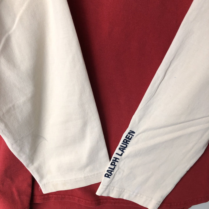 Ralph Lauren Polo Jeans Company long-sleeved T-shirt, men's size L cotton red type Vintage Second Hand
