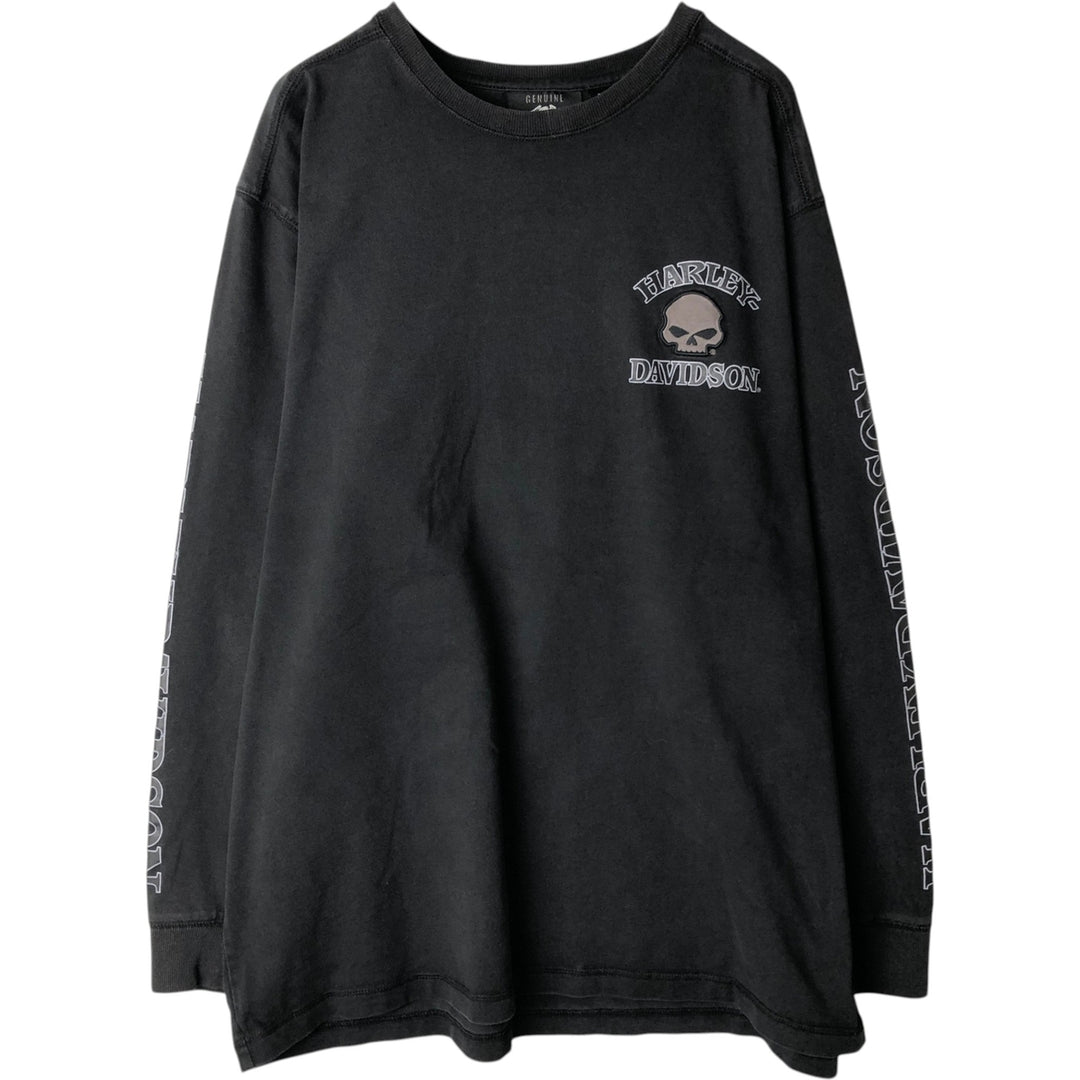 Harley-Davidson Skull Pattern Long T-shirt, Men's XXL unclear black type Vintage Second Hand