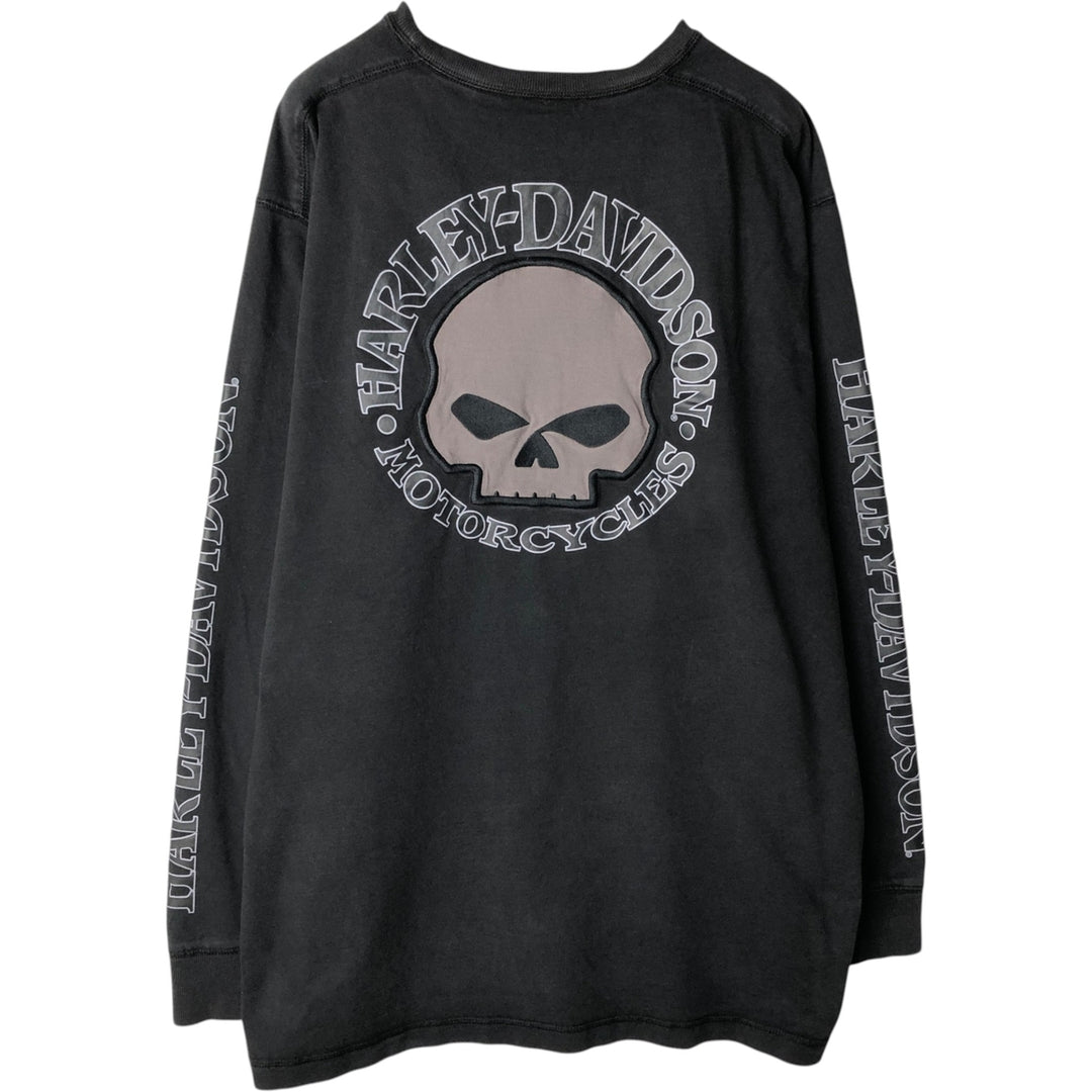 Harley-Davidson Skull Pattern Long T-shirt, Men's XXL unclear black type Vintage Second Hand