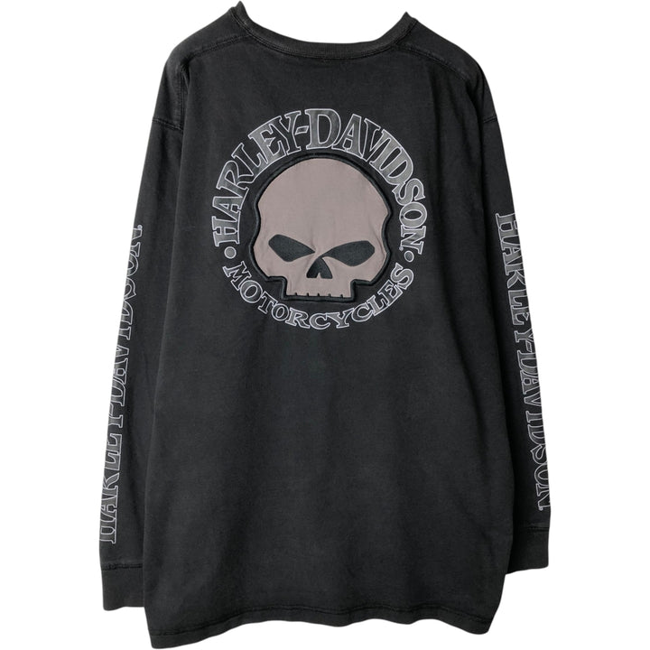 Harley-Davidson Skull Pattern Long T-shirt, Men's XXL unclear black type Vintage Second Hand