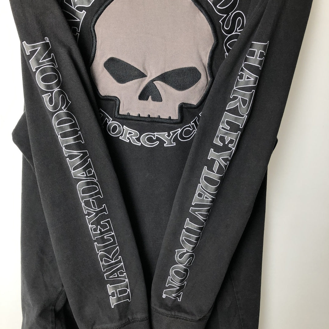 Harley-Davidson Skull Pattern Long T-shirt, Men's XXL unclear black type Vintage Second Hand
