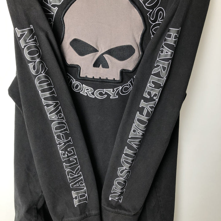 Harley-Davidson Skull Pattern Long T-shirt, Men's XXL unclear black type Vintage Second Hand