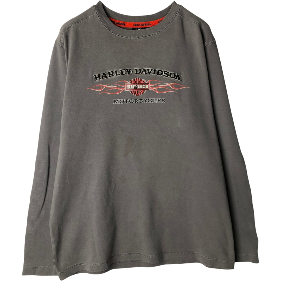 Harley-Davidson Long Sleeve T-Shirt, Men's XL Size cotton Charcoal Vintage Second Hand