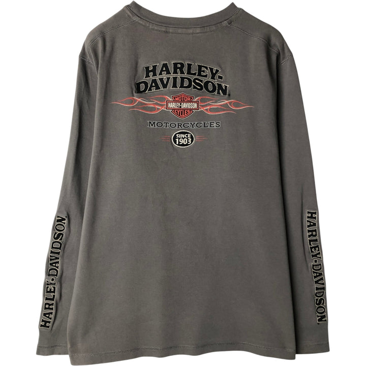 Harley-Davidson Long Sleeve T-Shirt, Men's XL Size cotton Charcoal Vintage Second Hand