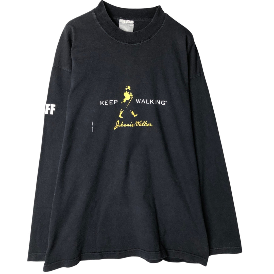 Johnnie Walker Long-Sleeve T-Shirt (Men's XL equivalent) cotton black type Vintage Second Hand