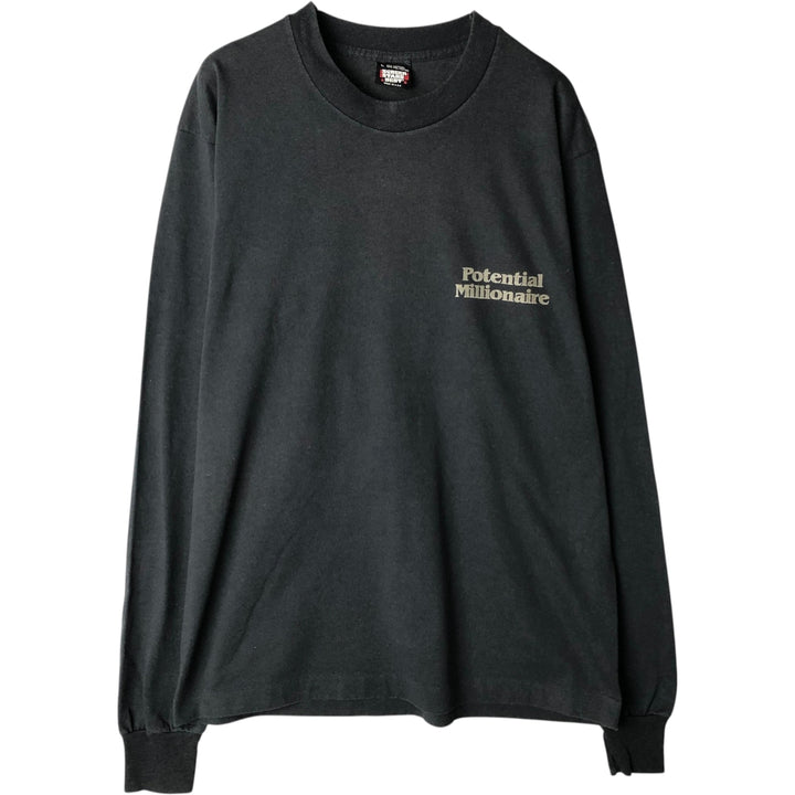 90'S Screen Stars Best Long Sleeve T-Shirt, Made in USA, Men's Size L, Vintage cotton black type Vintage Second Hand