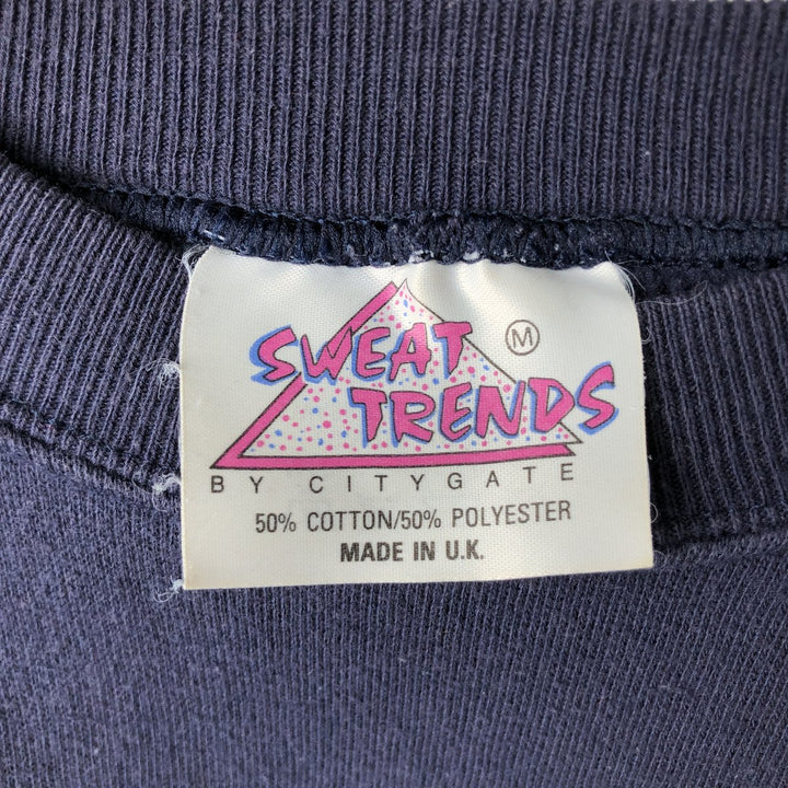 SWEAT TRENDS College Sweatshirt, Made in the UK, Men's Size M (approx.) cotton navy blue type Vintage Second Hand