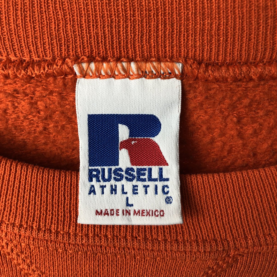 90'S Russell ATHLETIC college sweatshirt, men's size L, vintage cotton orange type Vintage Second Hand
