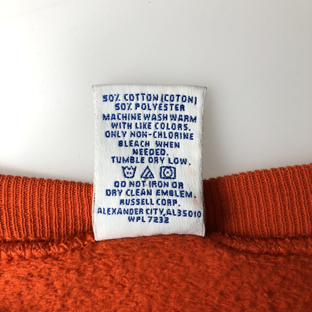 90'S Russell ATHLETIC college sweatshirt, men's size L, vintage cotton orange type Vintage Second Hand