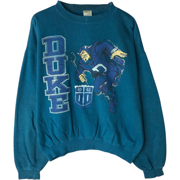 SOS STYLE College Character Sweatshirt, Men's Size L (Equivalent), Vintage cotton green type Vintage Second Hand