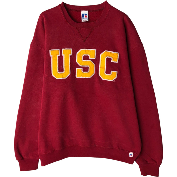 90'S Russell College Sweatshirt, Men's Size L, Vintage cotton red type reddish brown Vintage Second Hand