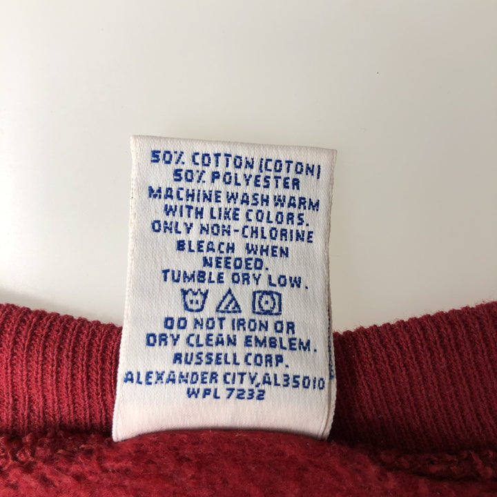 90'S Russell College Sweatshirt, Men's Size L, Vintage cotton red type reddish brown Vintage Second Hand