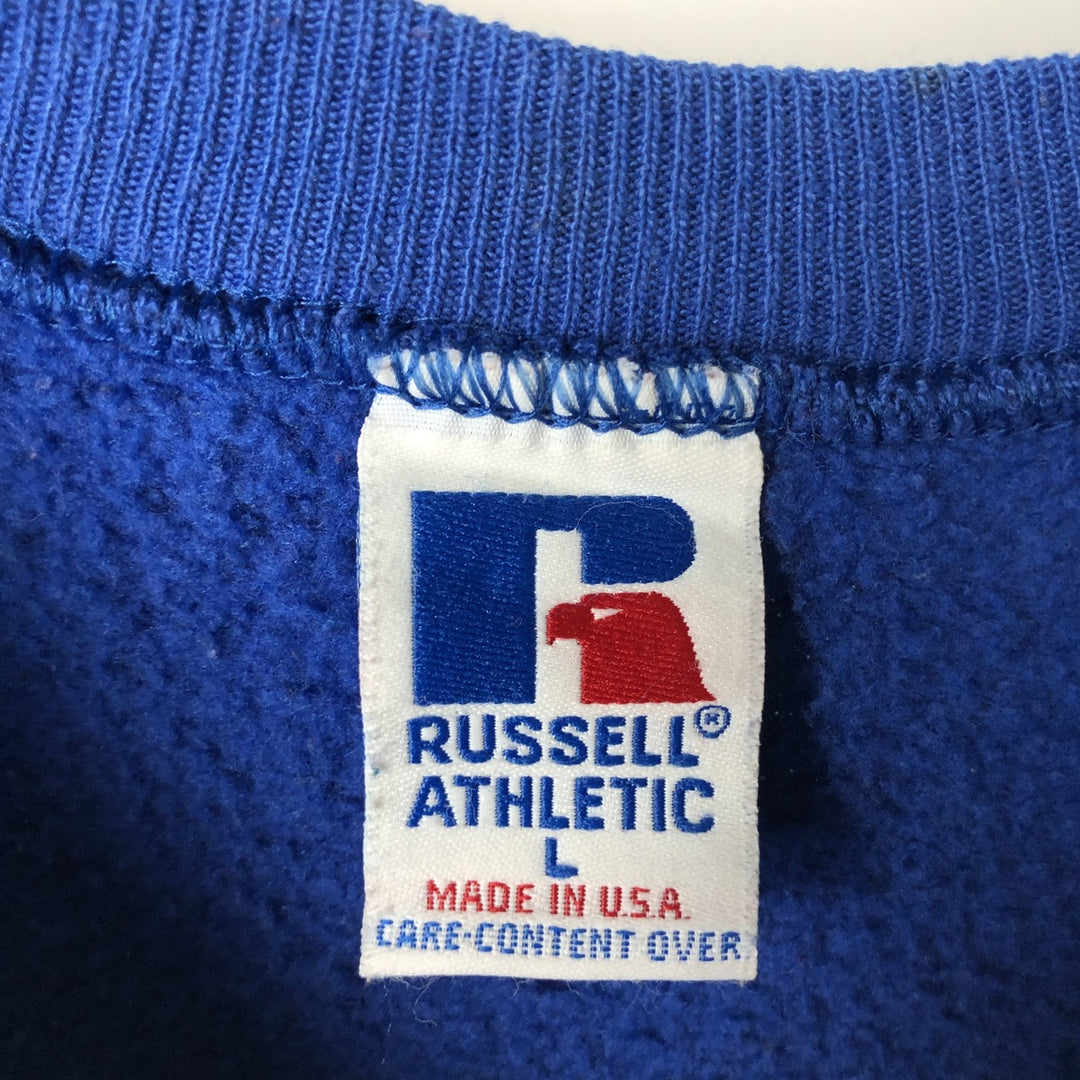 90'S Russell College Sweatshirt, Made in USA, Men's L, Vintage cotton blue type Vintage Second Hand