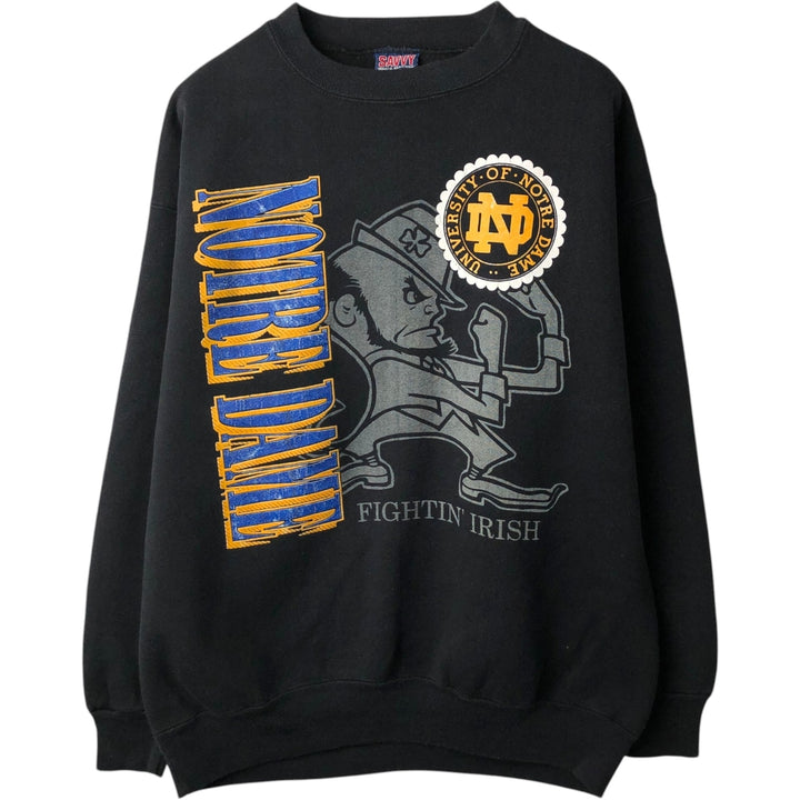 90'S SAVVY NOTRE DAME College Sweatshirt, Made in USA, Men's XL equivalent, Vintage polyester black type Vintage Second Hand