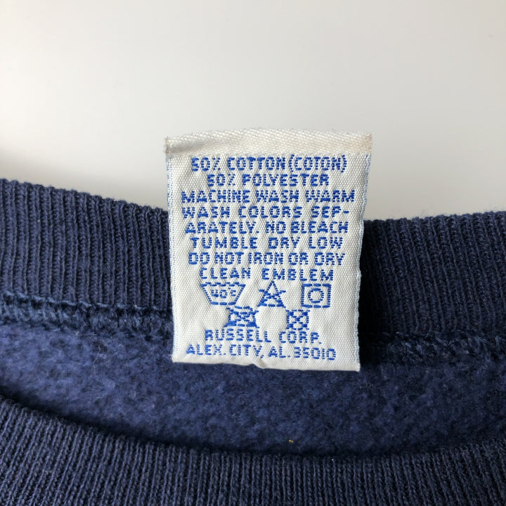 80s-90'S Russell Athletic College Sweatshirt, Made in USA, Men's Size L (Equivalent), Vintage cotton navy blue type Vintage Second Hand