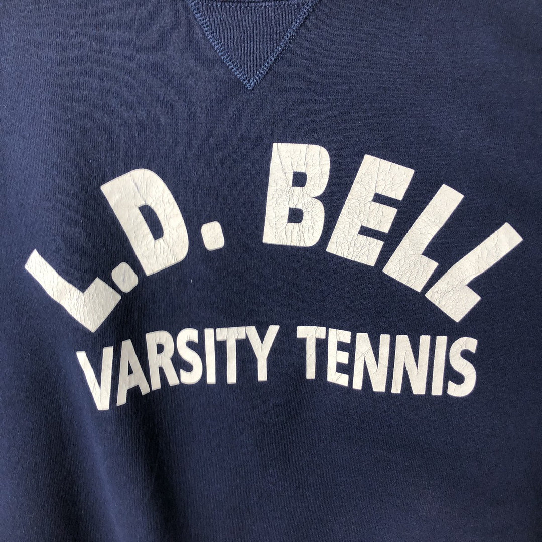 80s-90'S Russell Athletic College Sweatshirt, Made in USA, Men's Size L (Equivalent), Vintage cotton navy blue type Vintage Second Hand