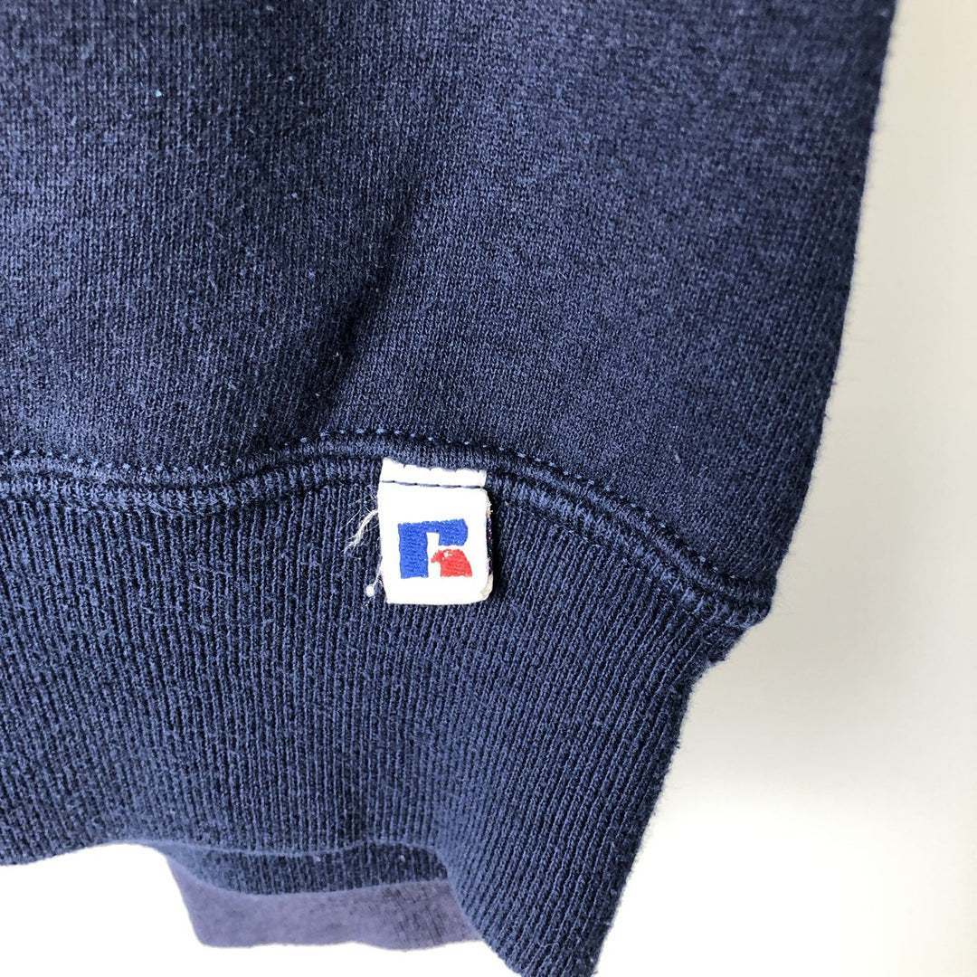 80s-90'S Russell Athletic College Sweatshirt, Made in USA, Men's Size L (Equivalent), Vintage cotton navy blue type Vintage Second Hand