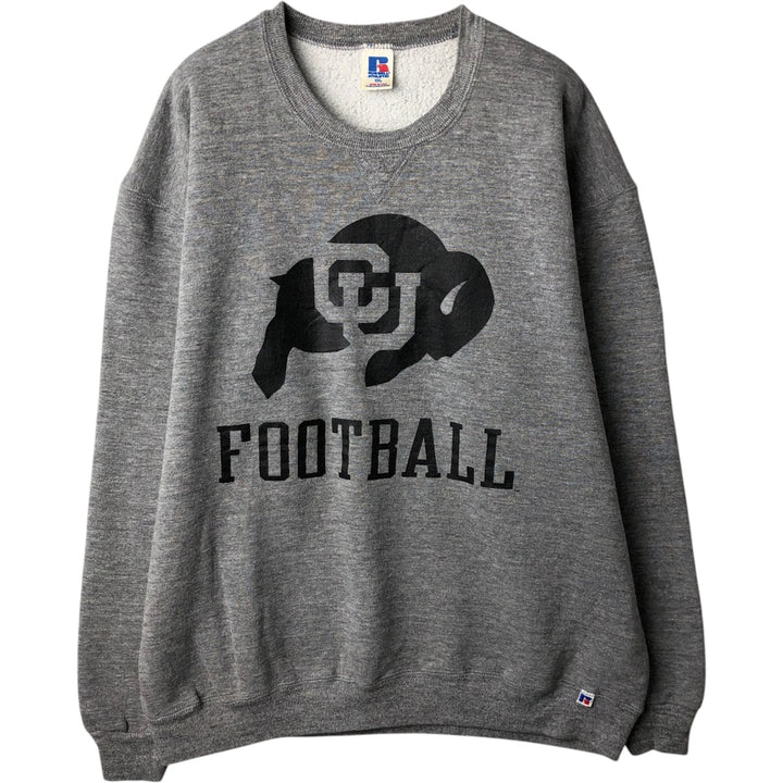 80s-90'S Russell Athletic College Sweatshirt, Made in USA, Men's XXL equivalent, Vintage polyester gray type Vintage Second Hand