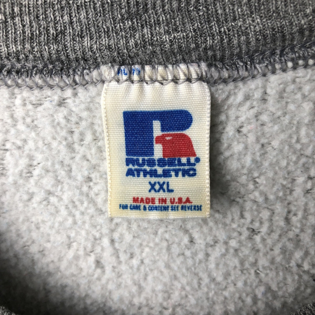 80s-90'S Russell Athletic College Sweatshirt, Made in USA, Men's XXL equivalent, Vintage polyester gray type Vintage Second Hand