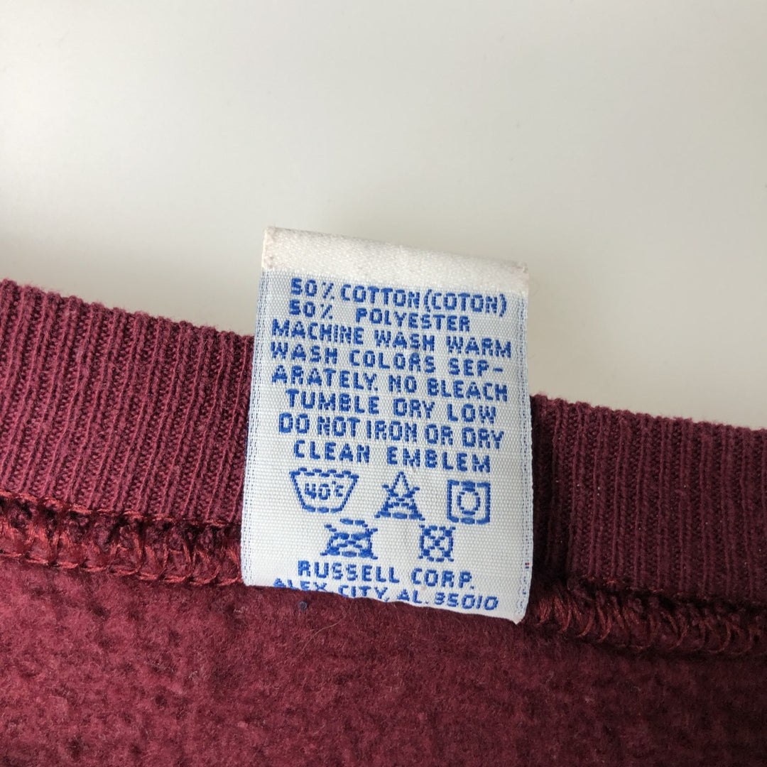 90'S Russell College Sweatshirt, Made in USA, Men's L, Vintage cotton burgundy type Vintage Second Hand