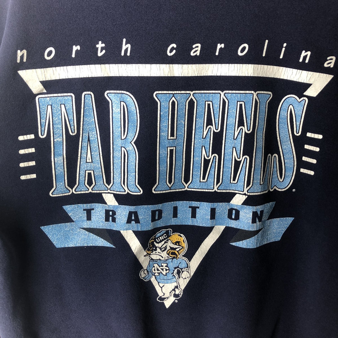 90'S Hanes University of North Carolina College Sweatshirt, Made in USA, Men's Size L (approx.), Vintage cotton navy blue type Vintage Second Hand