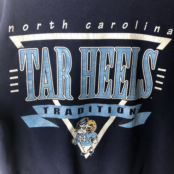 90'S Hanes University of North Carolina College Sweatshirt, Made in USA, Men's Size L (approx.), Vintage cotton navy blue type Vintage Second Hand