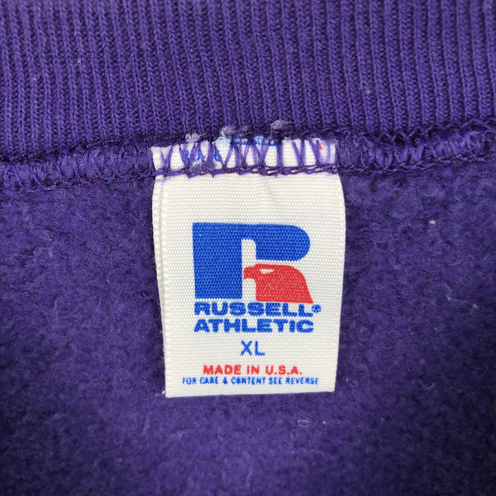 90'S Russell College Sweatshirt, Made in USA, Men's XL, Vintage polyester purple type Vintage Second Hand