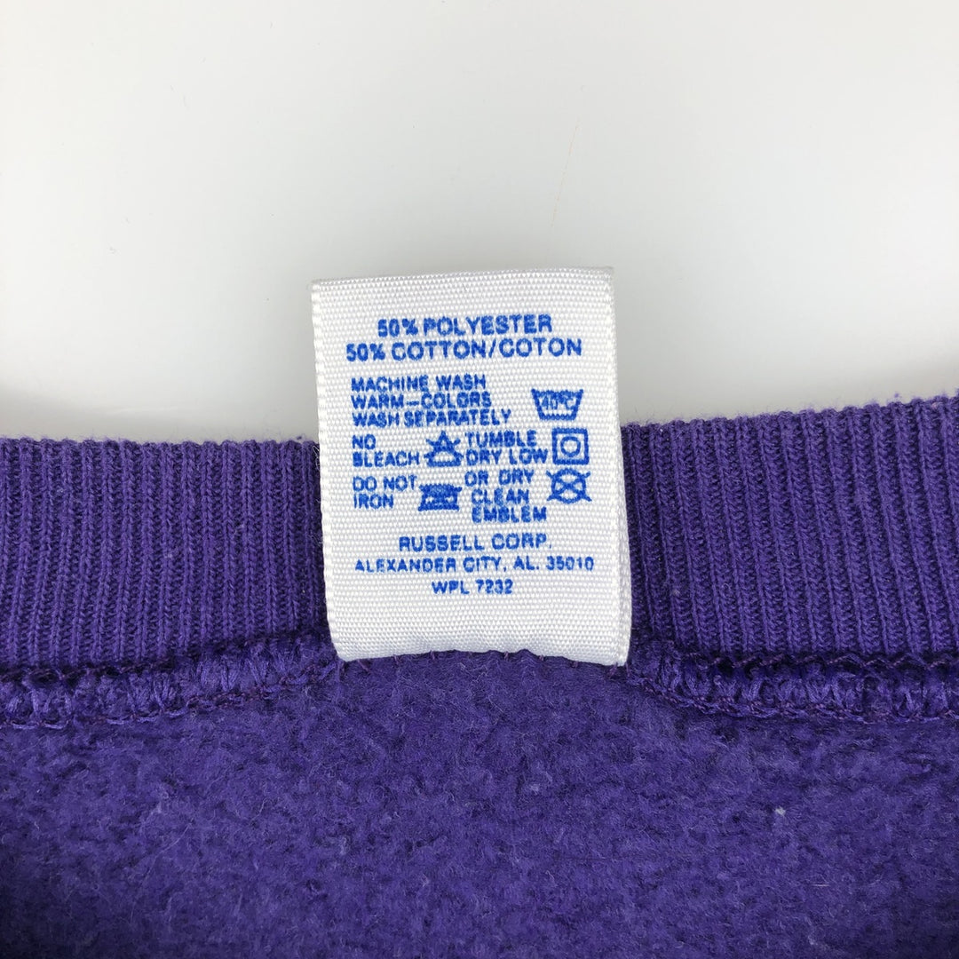 90'S Russell College Sweatshirt, Made in USA, Men's XL, Vintage polyester purple type Vintage Second Hand