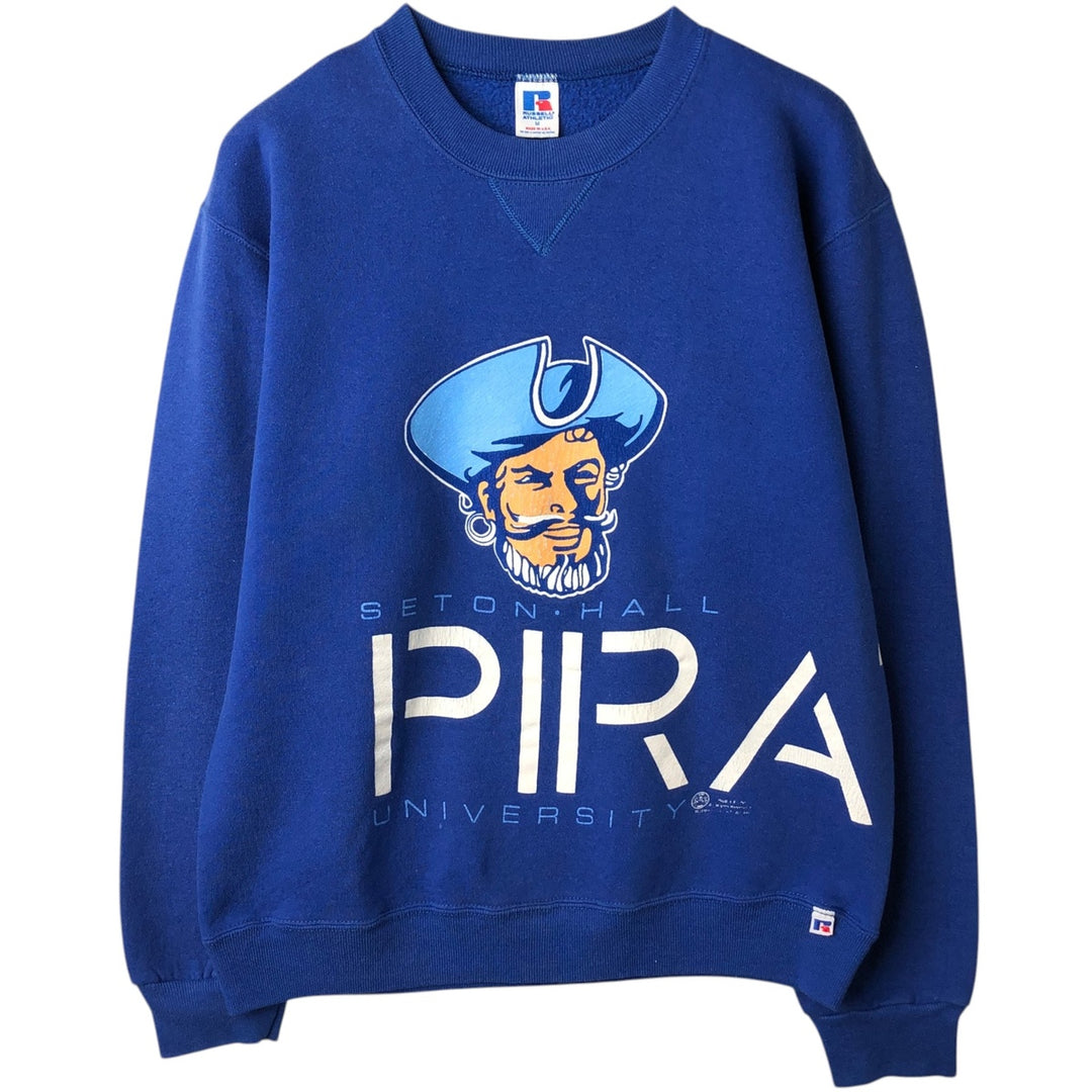 90'S Russell College Sweatshirt, Made in USA, Men's M, Vintage polyester blue type Vintage Second Hand
