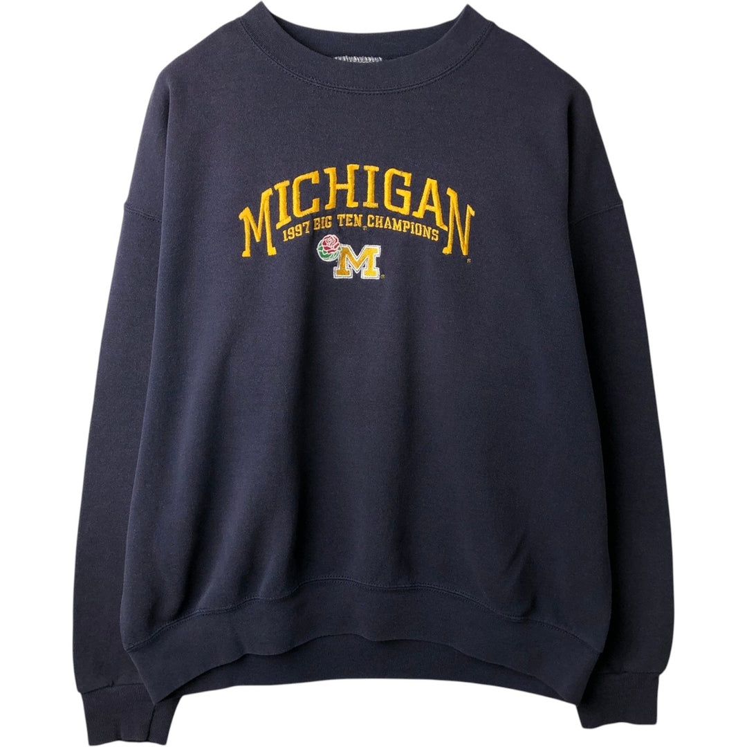 90'S Lee SPORT MICHIGAN University of Michigan College Sweatshirt, Made in USA, Men's XL equivalent, Vintage cotton navy blue type Vintage Second Hand