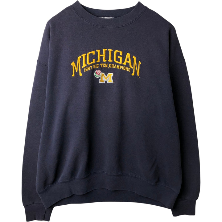 90'S Lee SPORT MICHIGAN University of Michigan College Sweatshirt, Made in USA, Men's XL equivalent, Vintage cotton navy blue type Vintage Second Hand