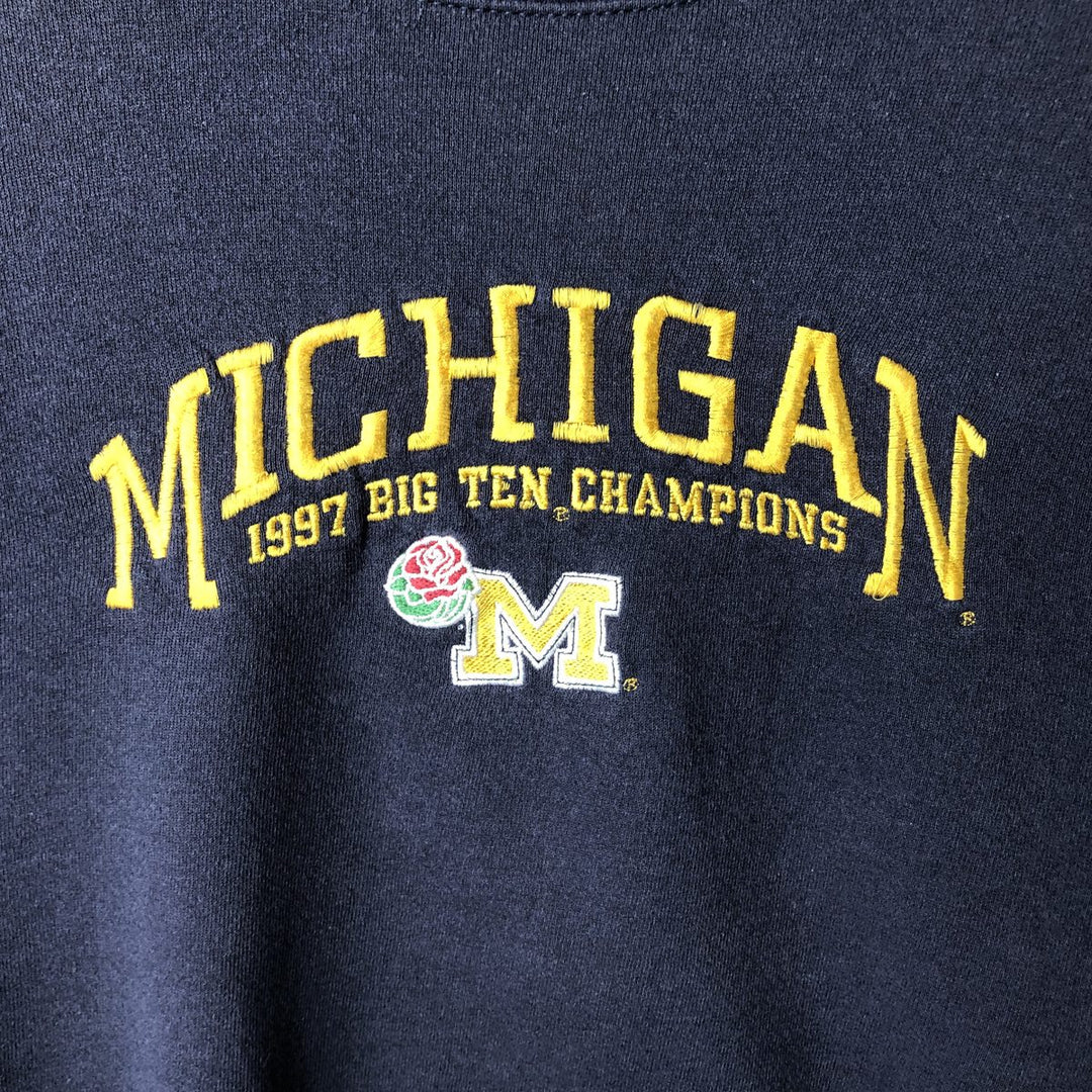 90'S Lee SPORT MICHIGAN University of Michigan College Sweatshirt, Made in USA, Men's XL equivalent, Vintage cotton navy blue type Vintage Second Hand