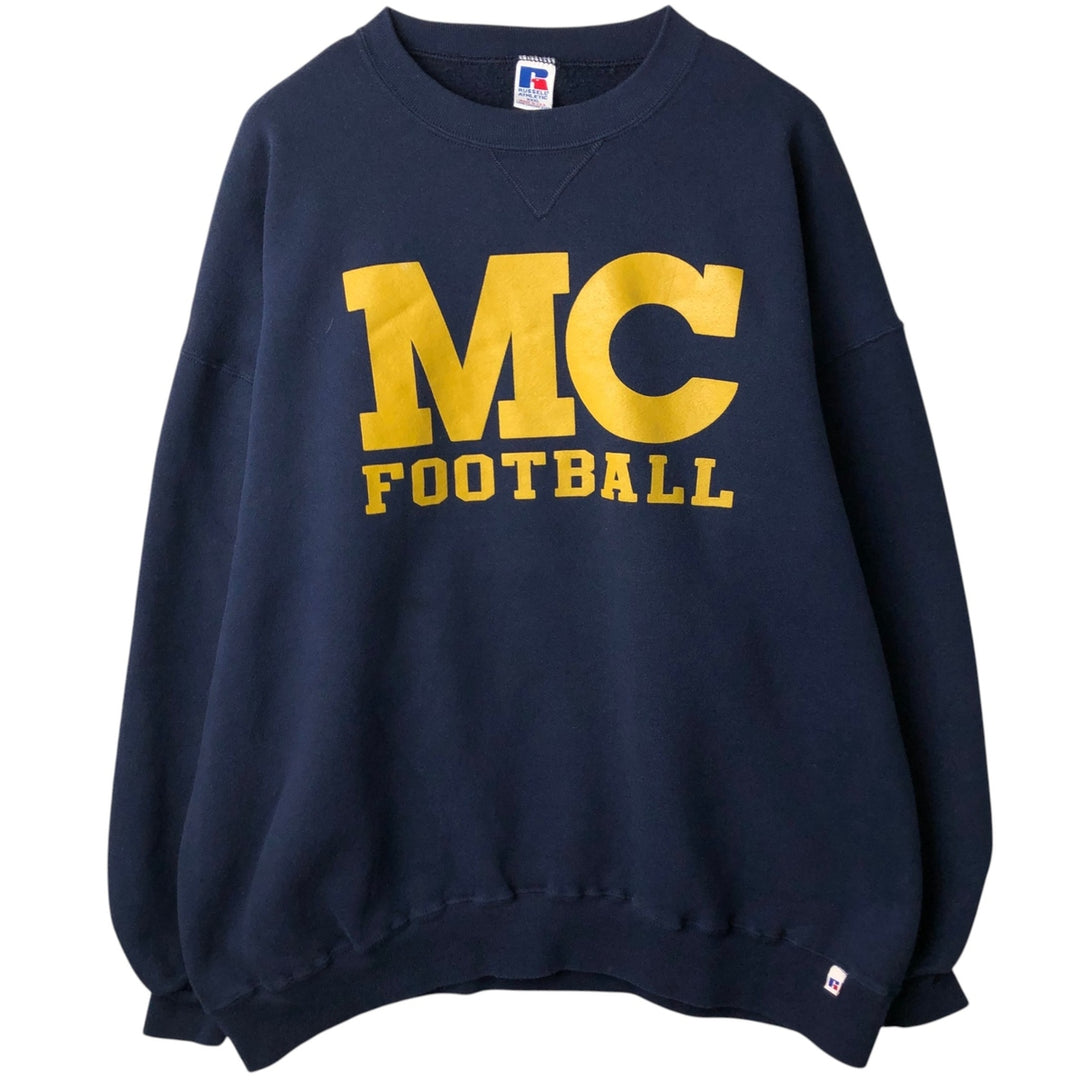 90'S Russell College Sweatshirt, Made in USA, Men's Size XXXL (approx.), Vintage cotton navy blue type Vintage Second Hand