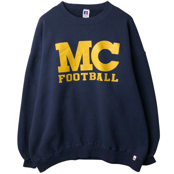 90'S Russell College Sweatshirt, Made in USA, Men's Size XXXL (approx.), Vintage cotton navy blue type Vintage Second Hand