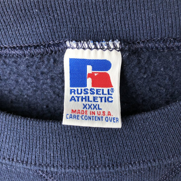 90'S Russell College Sweatshirt, Made in USA, Men's Size XXXL (approx.), Vintage cotton navy blue type Vintage Second Hand