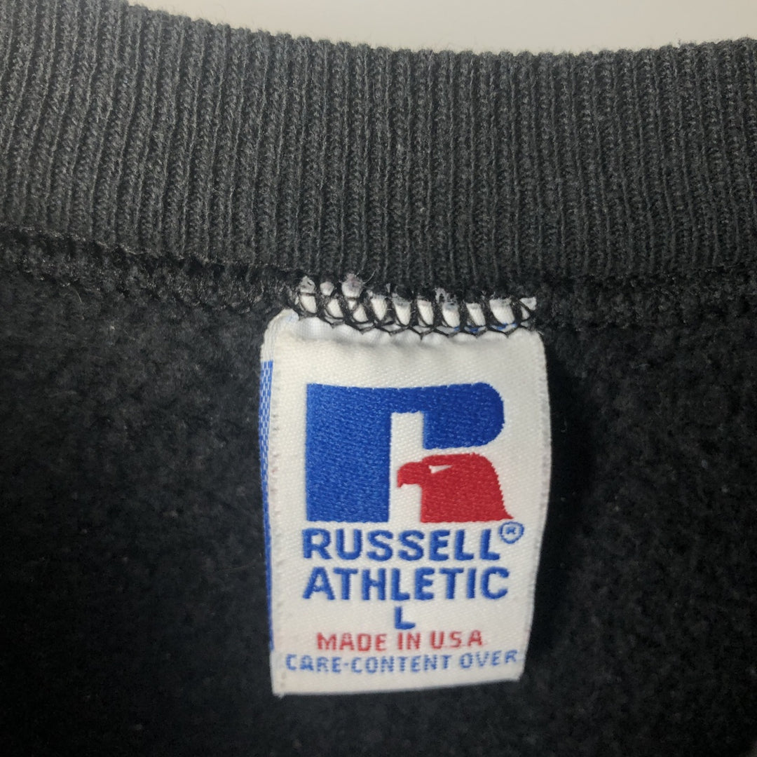 90'S Russell College Sweatshirt, Made in USA, Men's L, Vintage cotton black type Vintage Second Hand