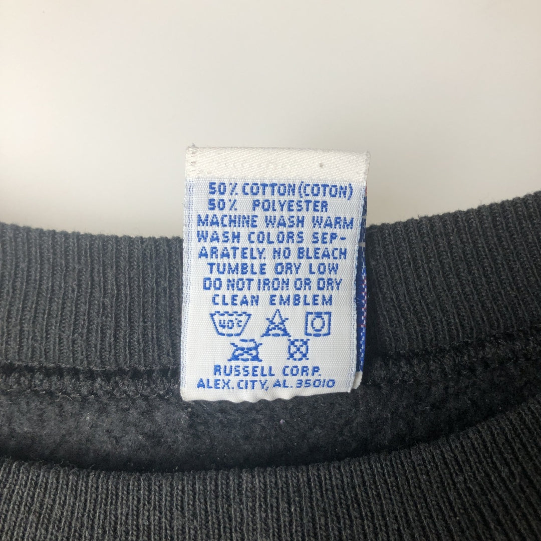 90'S Russell College Sweatshirt, Made in USA, Men's L, Vintage cotton black type Vintage Second Hand