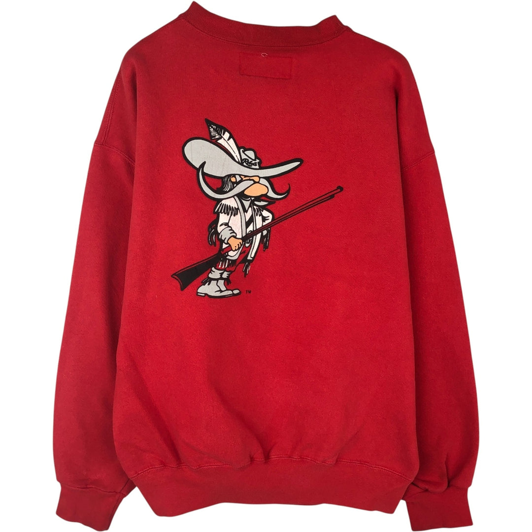 90'S Russell High Cotton College Character Sweatshirt, Made in USA, Men's Size L (approx.), Vintage cotton red type Vintage Second Hand