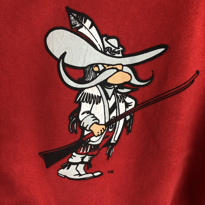 90'S Russell High Cotton College Character Sweatshirt, Made in USA, Men's Size L (approx.), Vintage cotton red type Vintage Second Hand