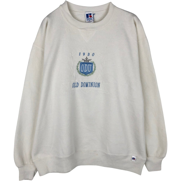 90'S Russell College Sweatshirt, Made in USA, Men's XL, Vintage cotton unbleached Vintage Second Hand