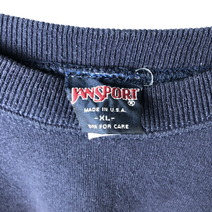 90'S Jansport College Sweatshirt, Made in USA, Men's XL, Vintage polyester navy blue type Vintage Second Hand