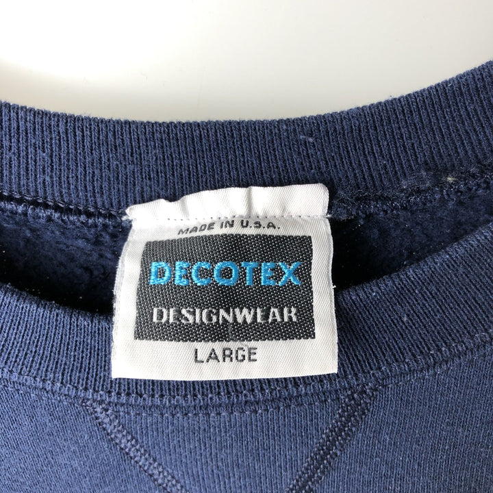 90'S DECOTEX DESIGNWEAR University of Michigan College Sweatshirt, Made in USA, Men's Size L (approx.), Vintage MICHIGAN cotton navy blue type Vintage Second Hand