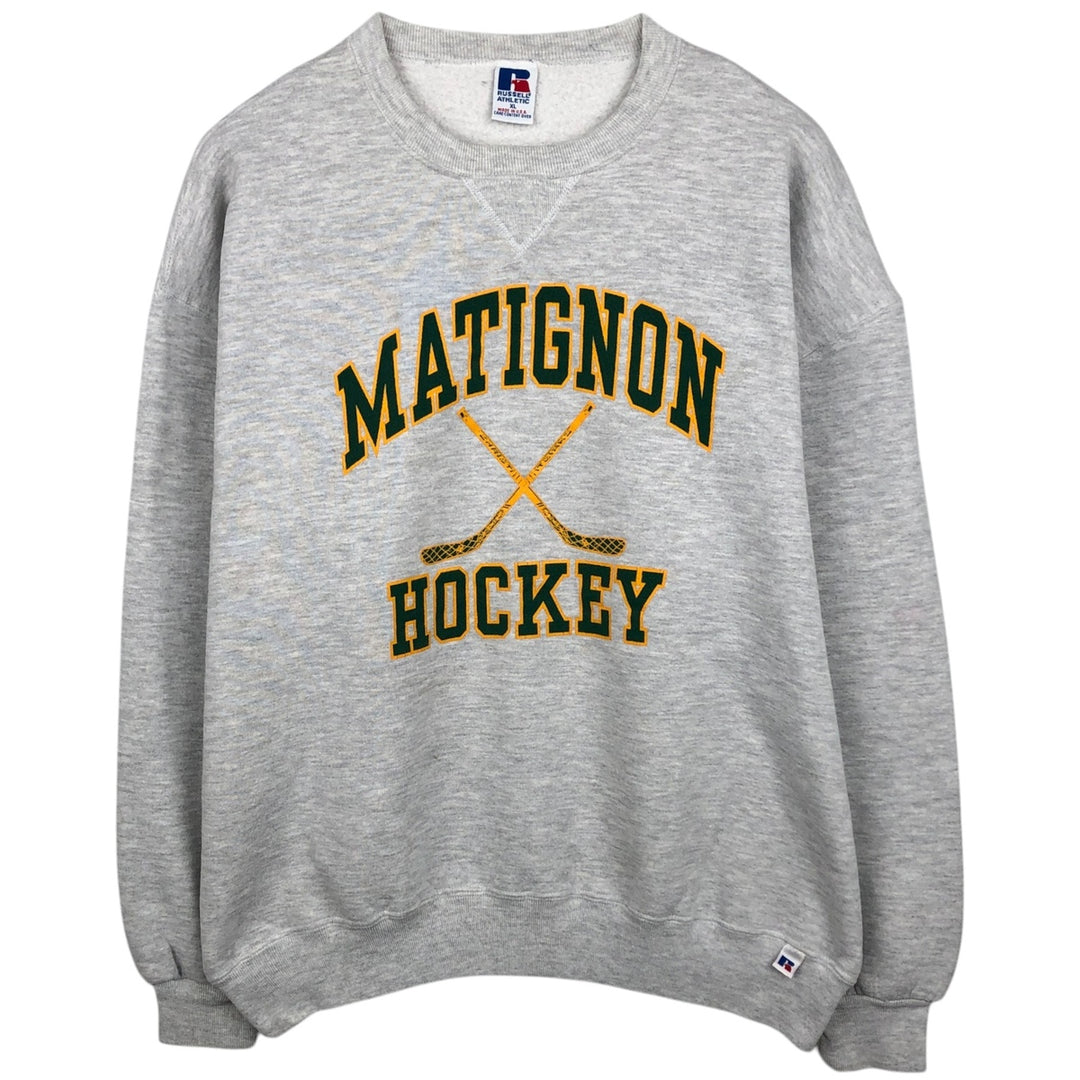 80s-90'S Russell Triple Print College Sweatshirt, Made in USA, Men's XL (approx.) Vintage cotton gray type Vintage Second Hand