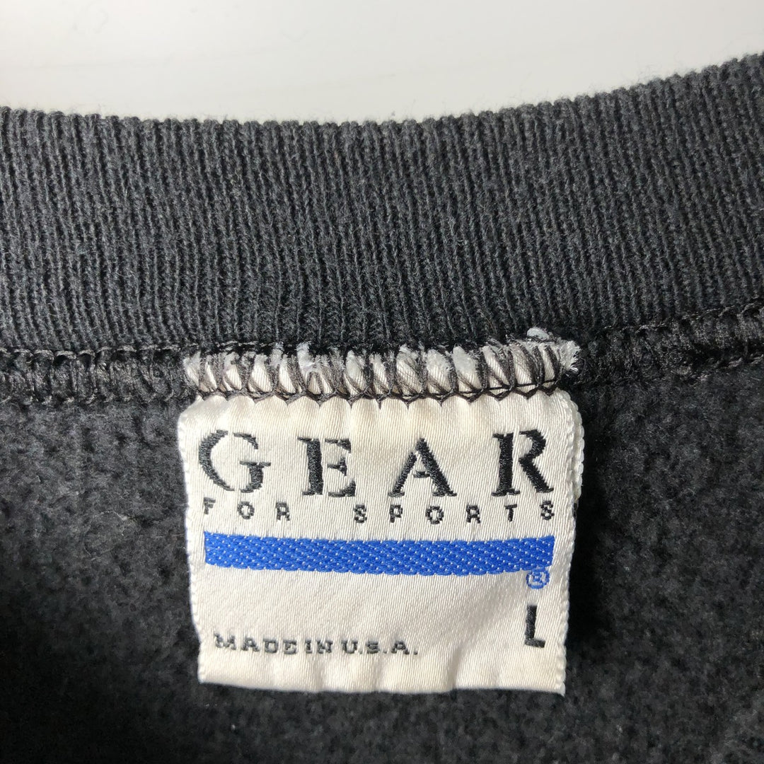 GEAR FOR SPORTS Triple Print College Sweatshirt, Made in USA, Men's Size L (Equivalent), Vintage polyester black type Vintage Second Hand