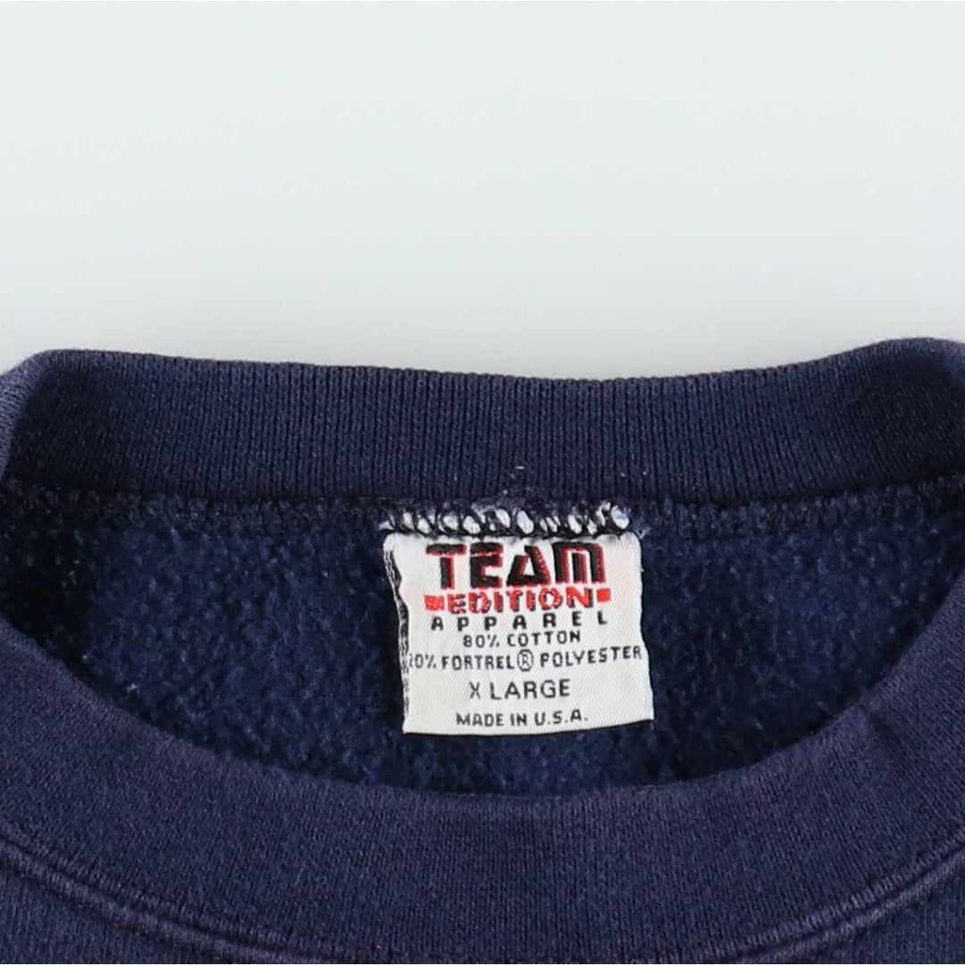 90'S TEAM EDITION APPAREL Notre Dame University College Character Sweatshirt (Men's XL equivalent) cotton navy blue type Vintage Second Hand