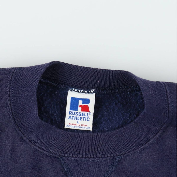 90'S Russell College Sweatshirt, Made in USA, Men's L, Vintage cotton navy blue type Vintage Second Hand