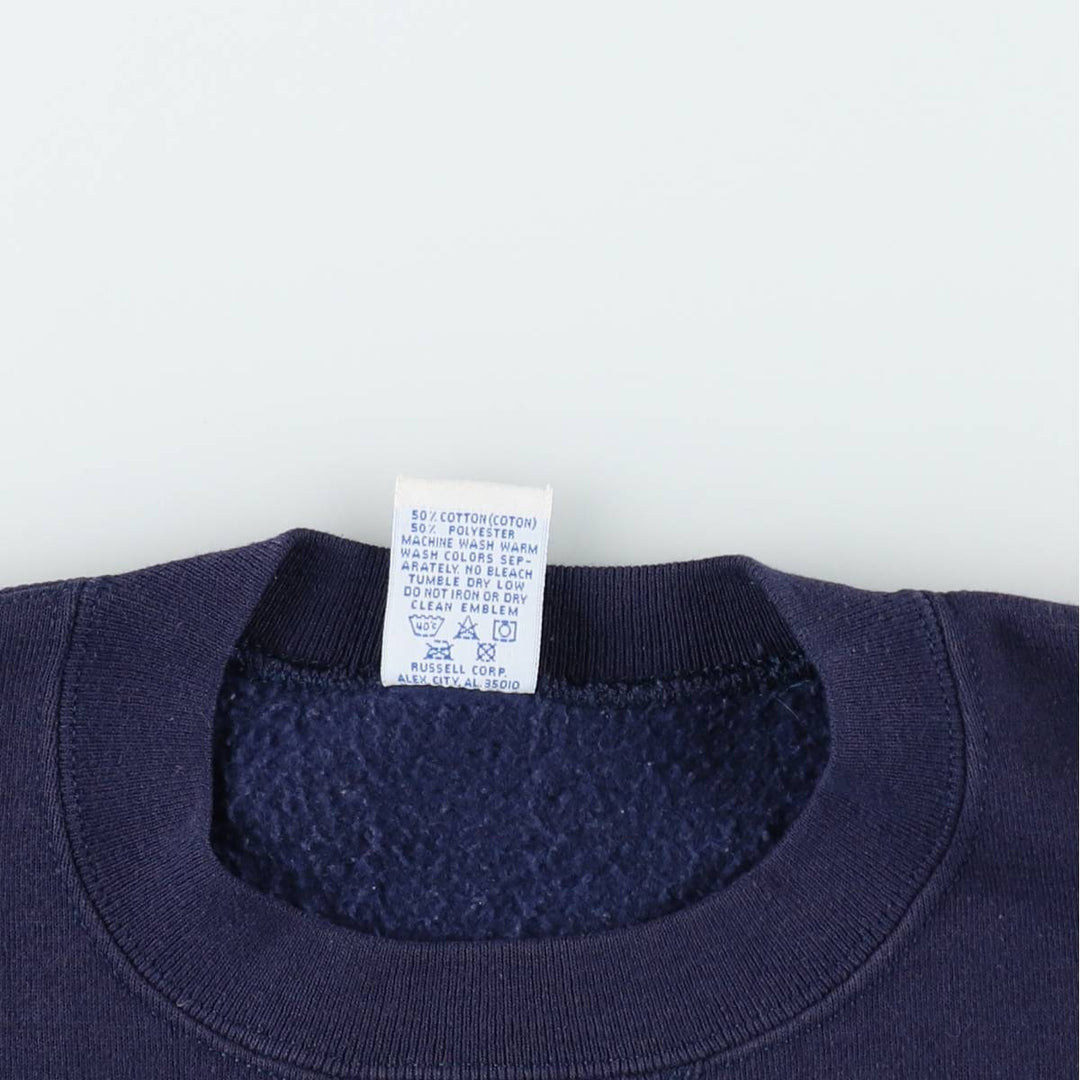 90'S Russell College Sweatshirt, Made in USA, Men's L, Vintage cotton navy blue type Vintage Second Hand