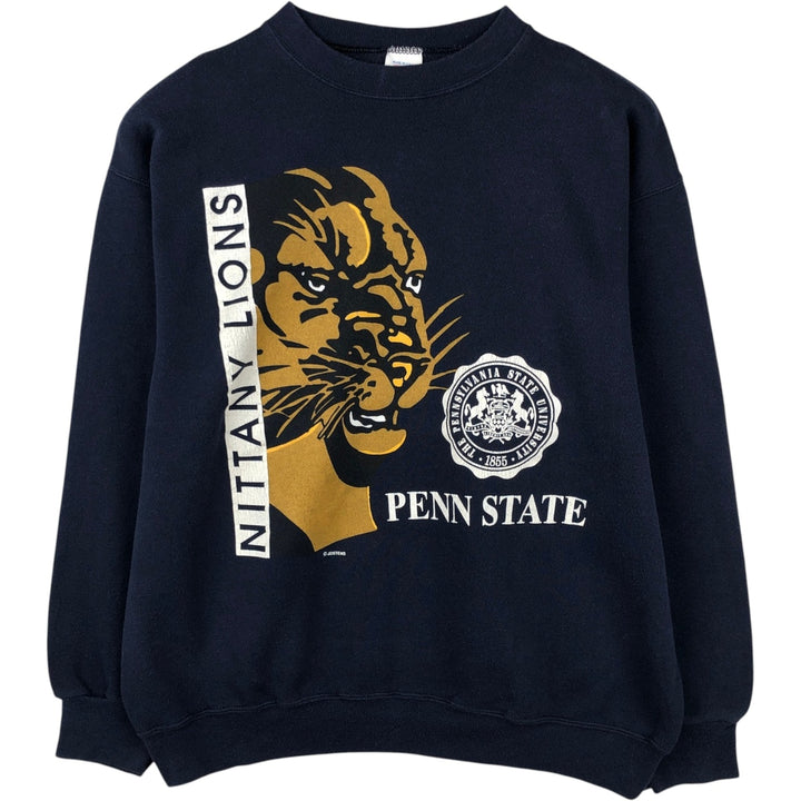 80s-90'S Jostens Penn State (Pennsylvania State University) College Character Sweatshirt, Men's Size XL (approx.) polyester navy blue type Vintage Second Hand