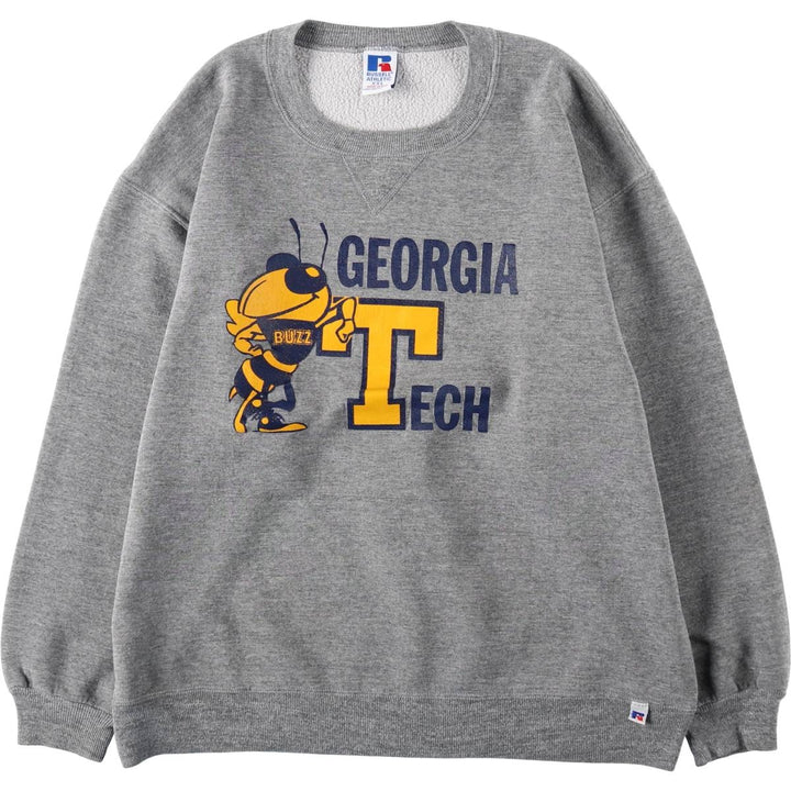 90'S Russell College Character Sweatshirt, Made in USA, Men's XXL equivalent, Vintage cotton gray type Vintage Second Hand