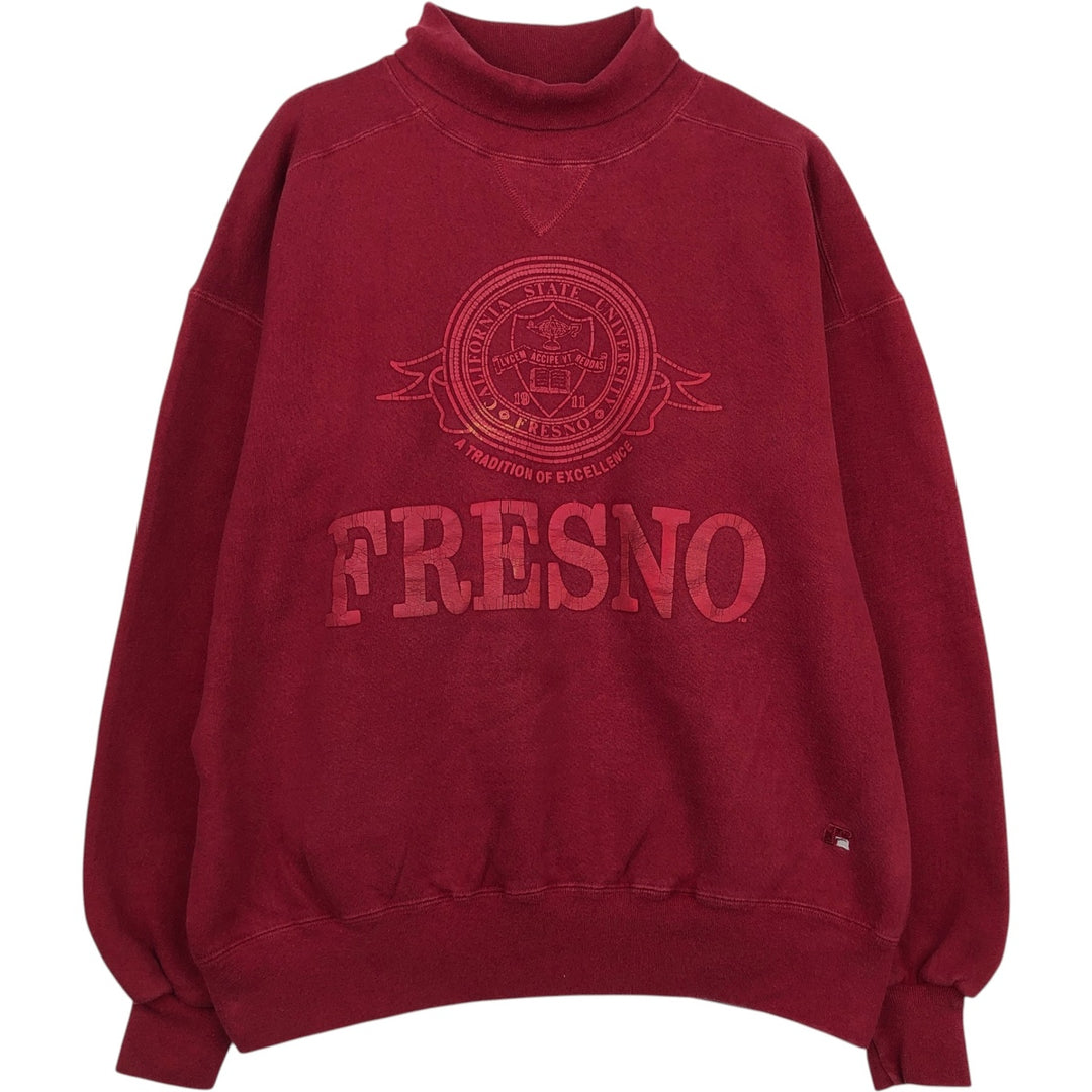 80s-90'S Russell Turtleneck College Sweatshirt, Made in USA, Men's XL equivalent, Vintage cotton Red type red-purple Vintage Second Hand